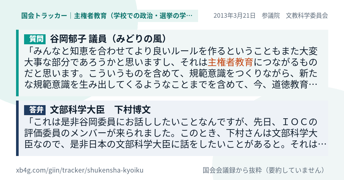 質問と答弁のカード