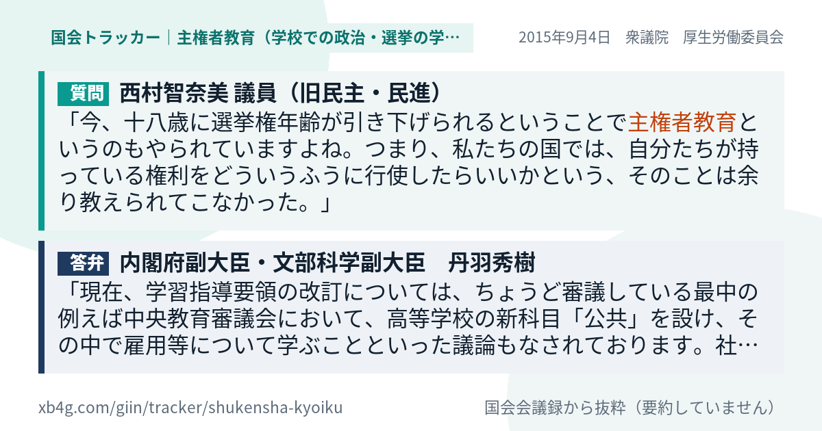 質問と答弁のカード