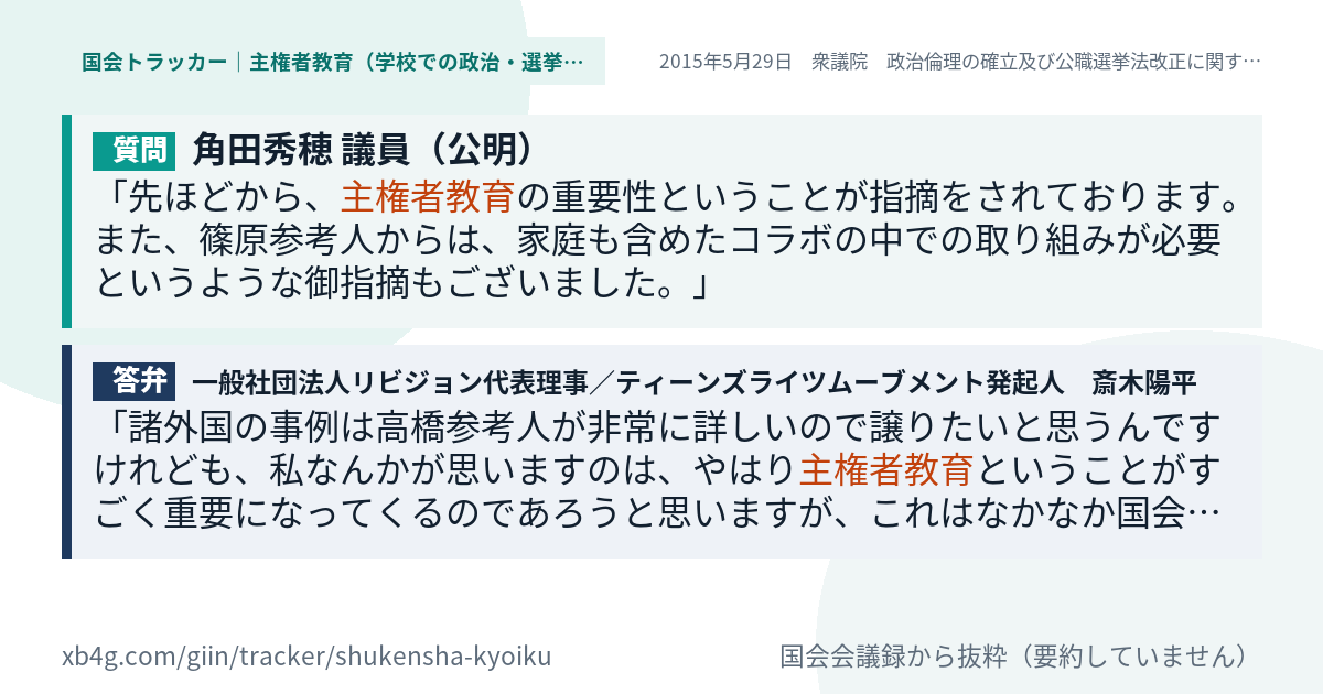 質問と答弁のカード