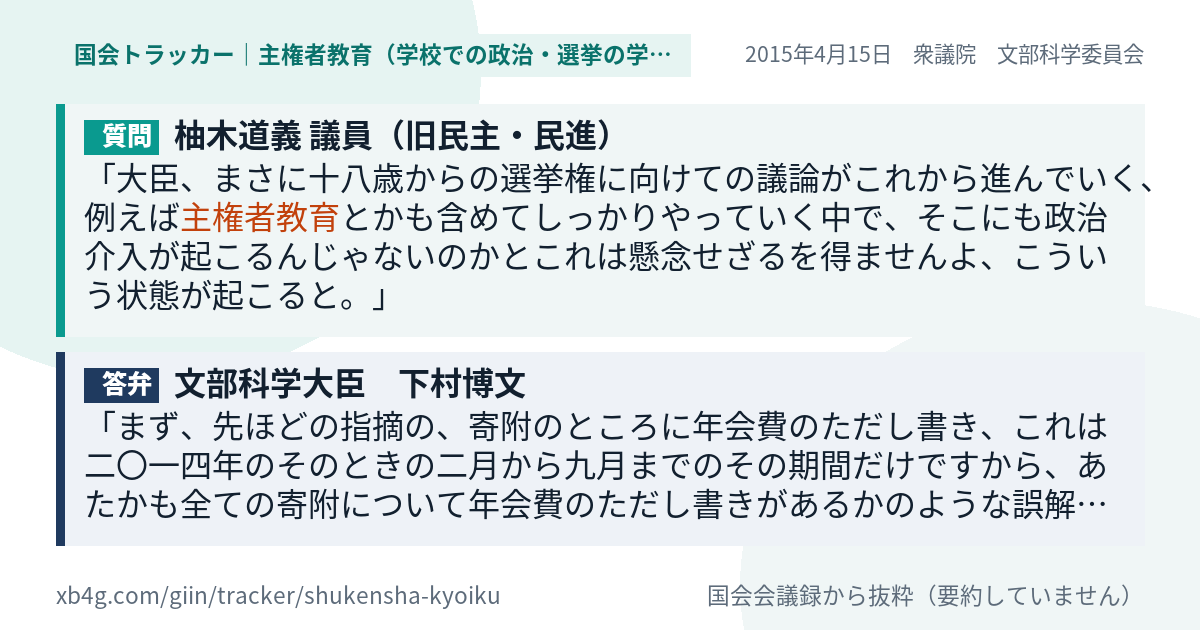 質問と答弁のカード