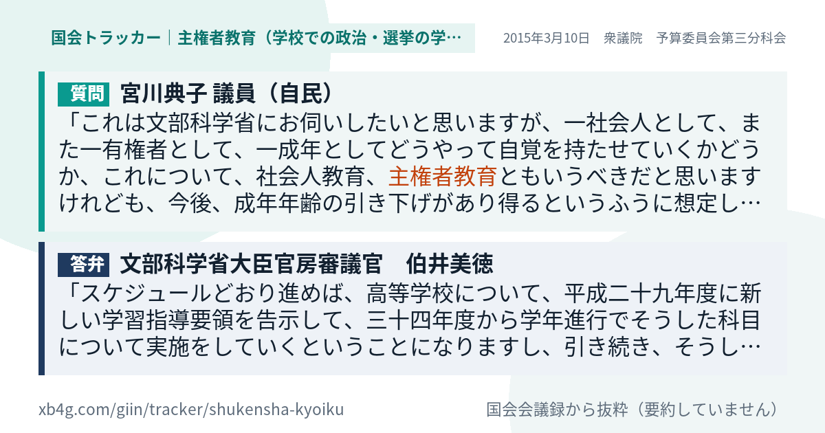 質問と答弁のカード
