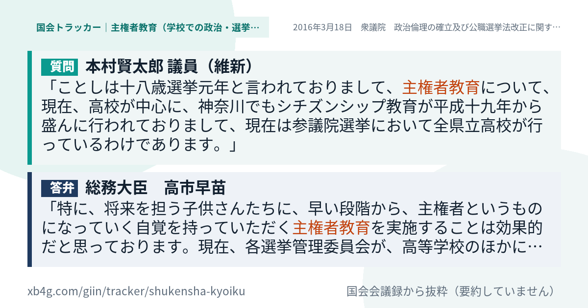 質問と答弁のカード