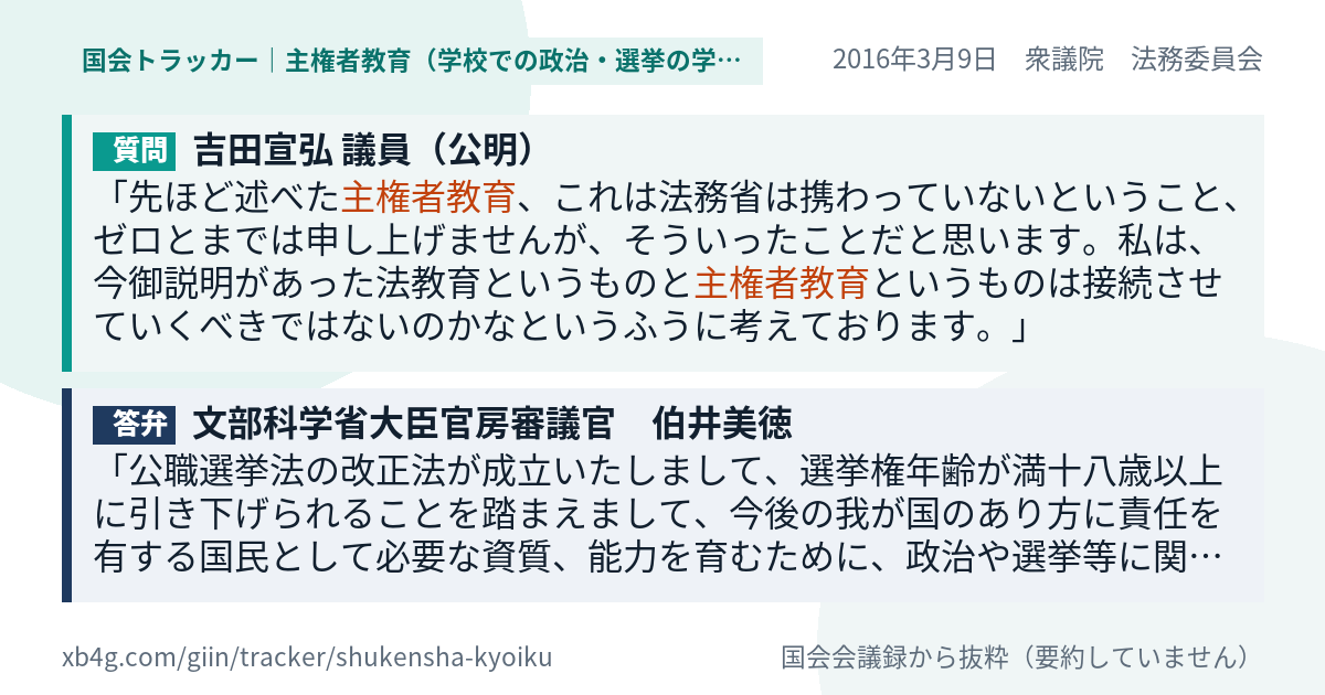 質問と答弁のカード