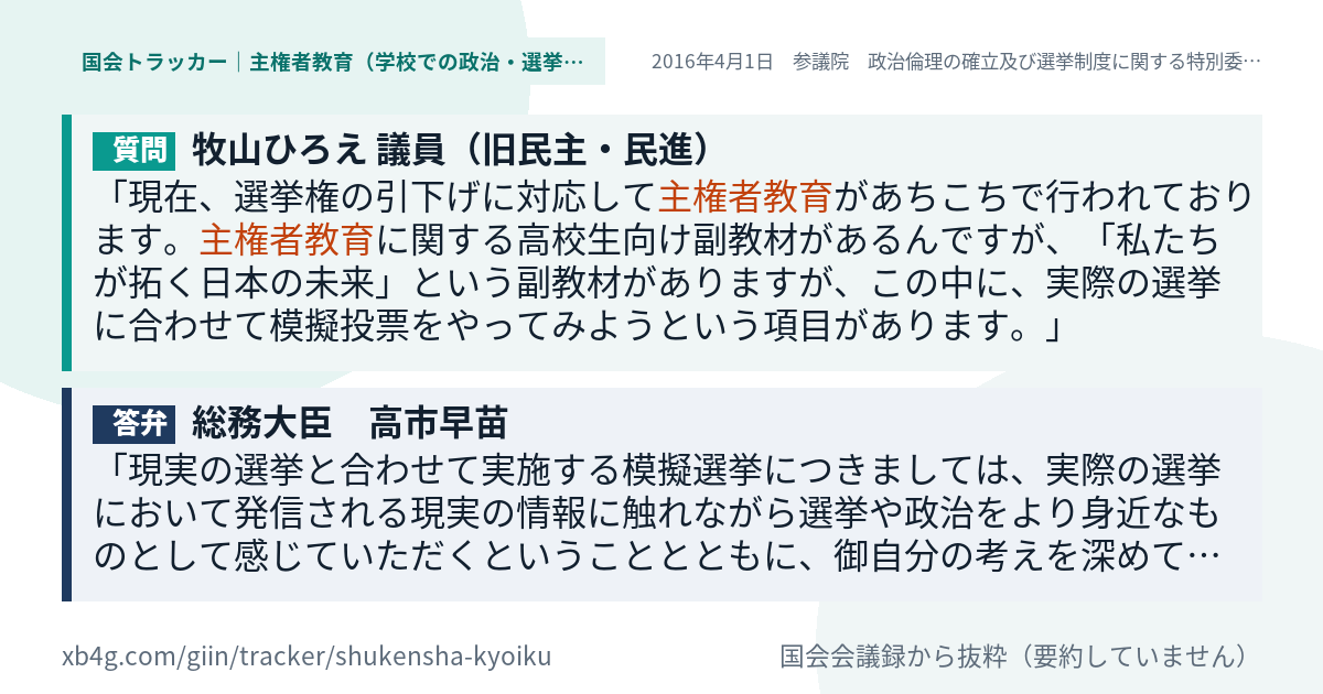 質問と答弁のカード