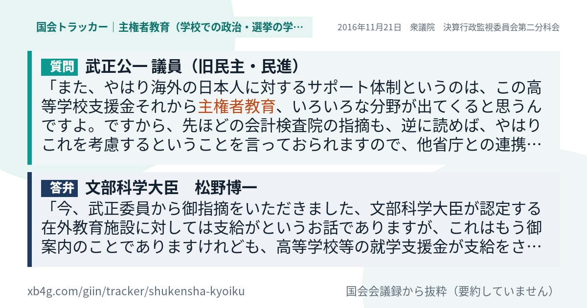 質問と答弁のカード