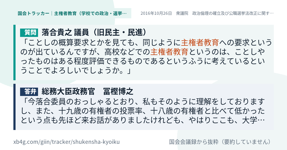 質問と答弁のカード