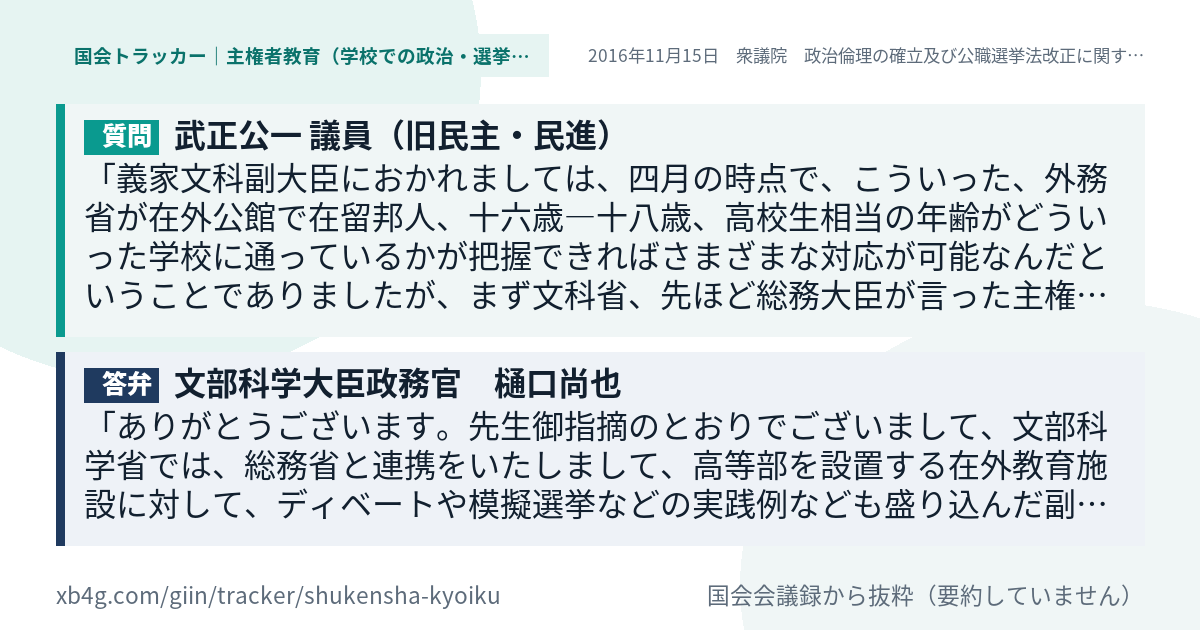 質問と答弁のカード