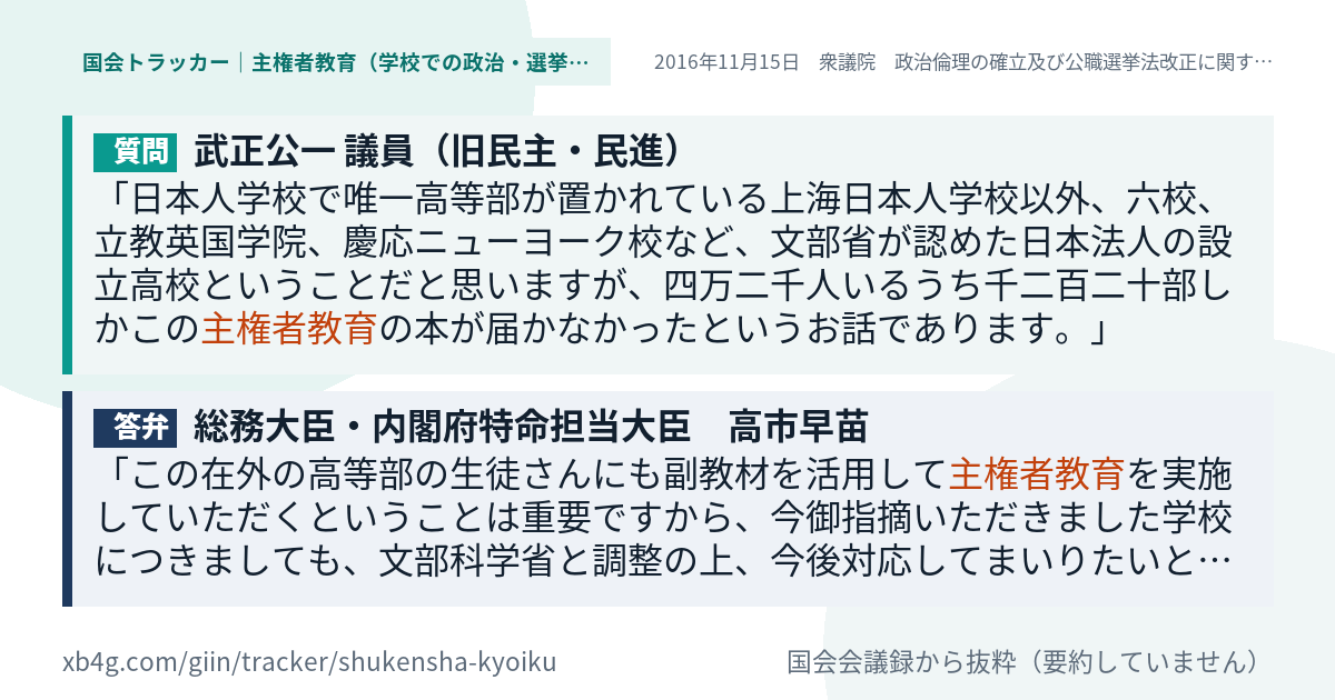 質問と答弁のカード