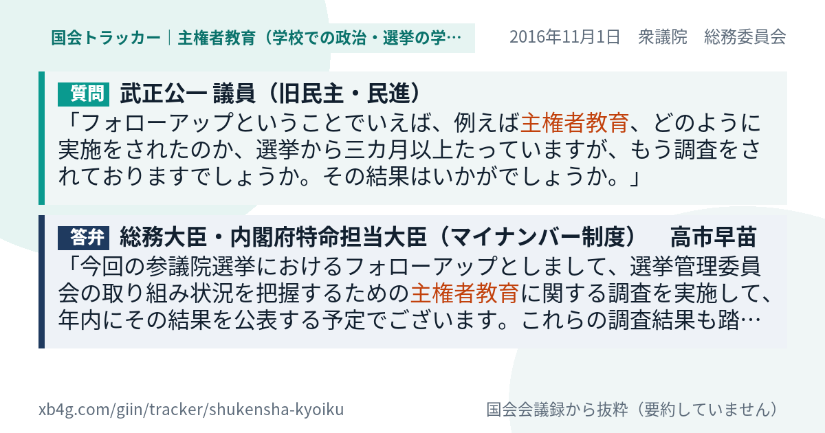 質問と答弁のカード