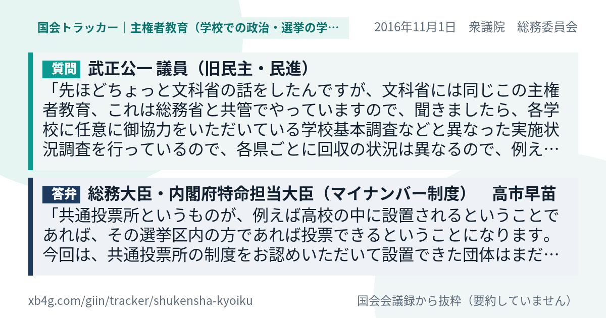 質問と答弁のカード