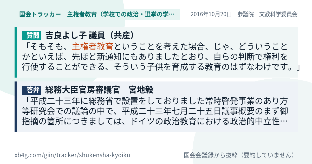 質問と答弁のカード