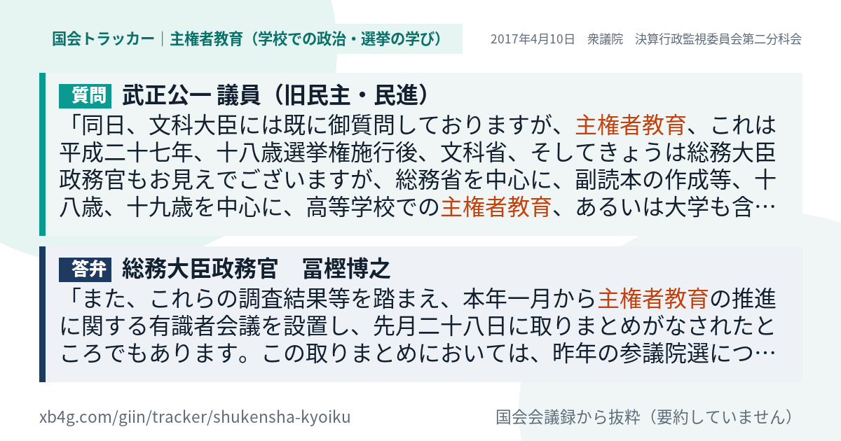 質問と答弁のカード