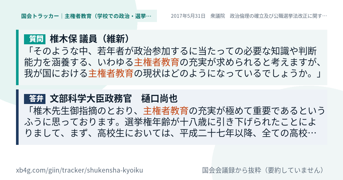 質問と答弁のカード
