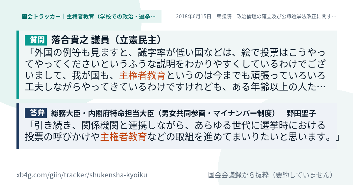 質問と答弁のカード