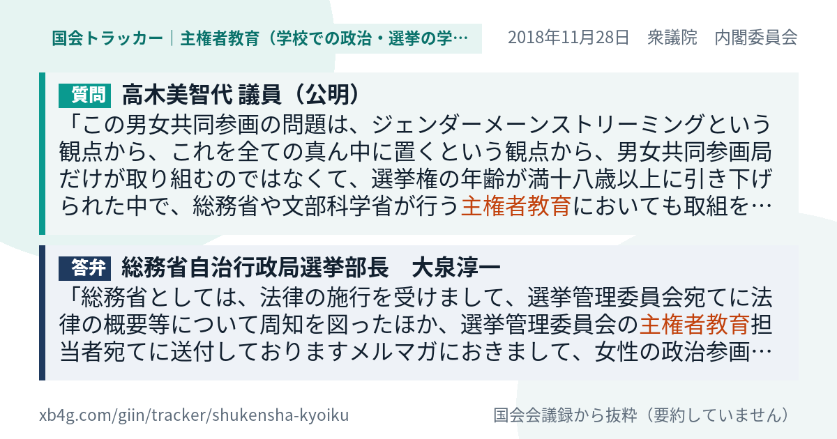 質問と答弁のカード