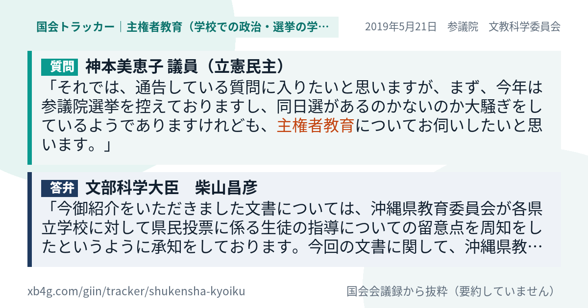 質問と答弁のカード