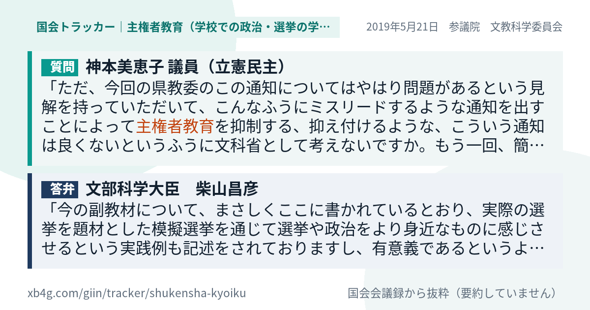 質問と答弁のカード