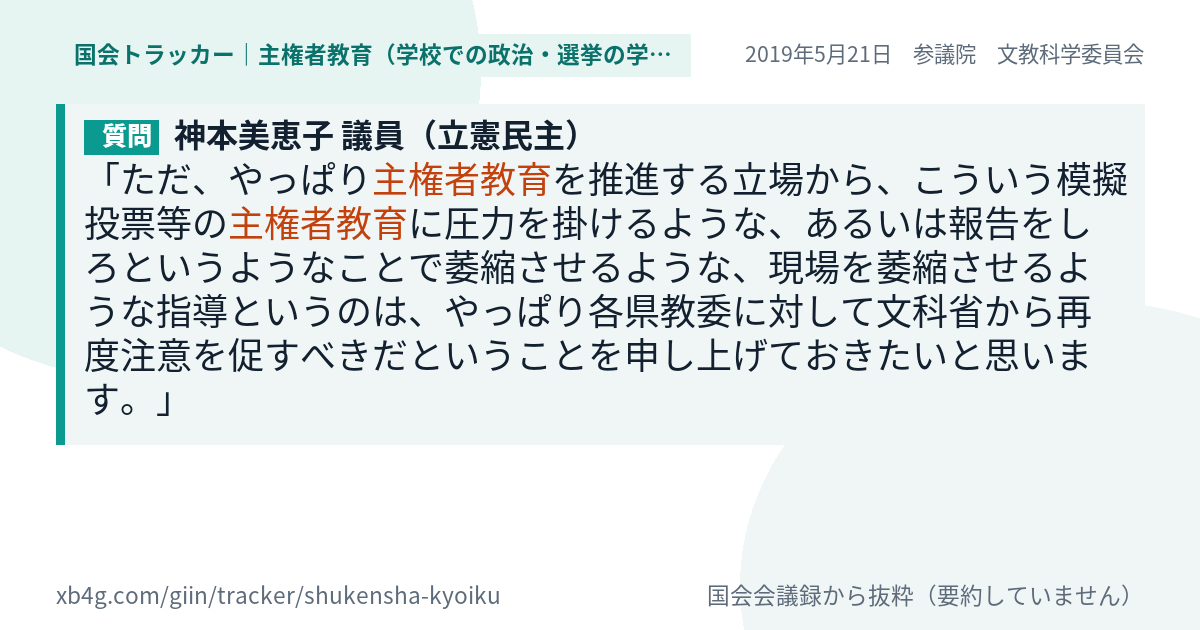 質問と答弁のカード