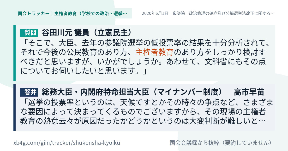 質問と答弁のカード