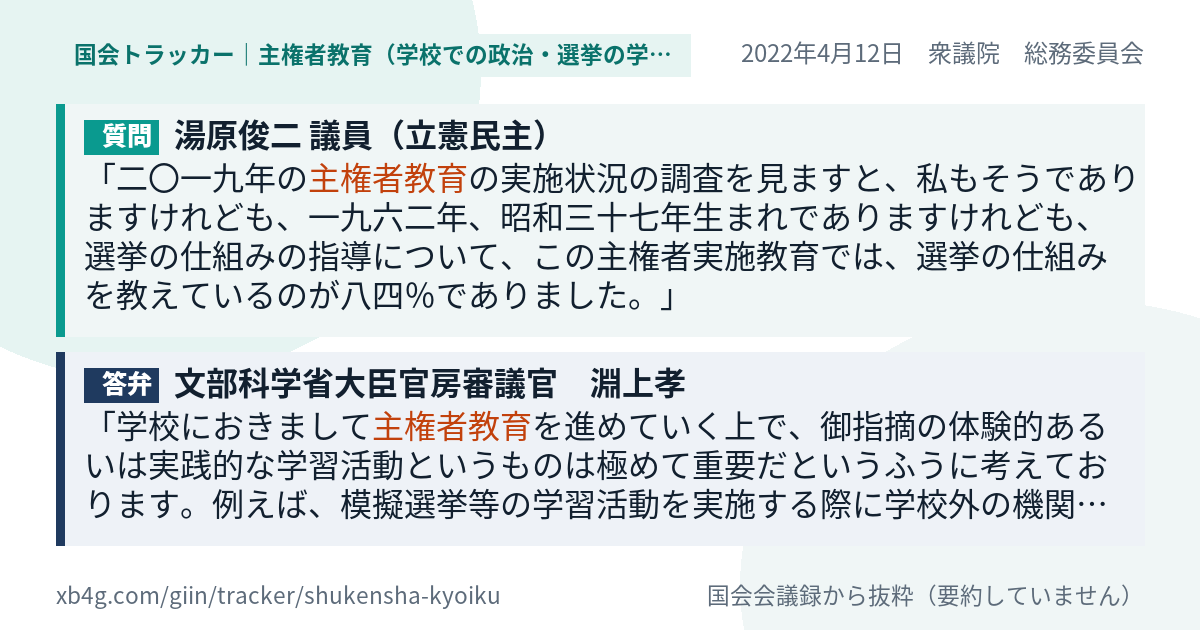 質問と答弁のカード