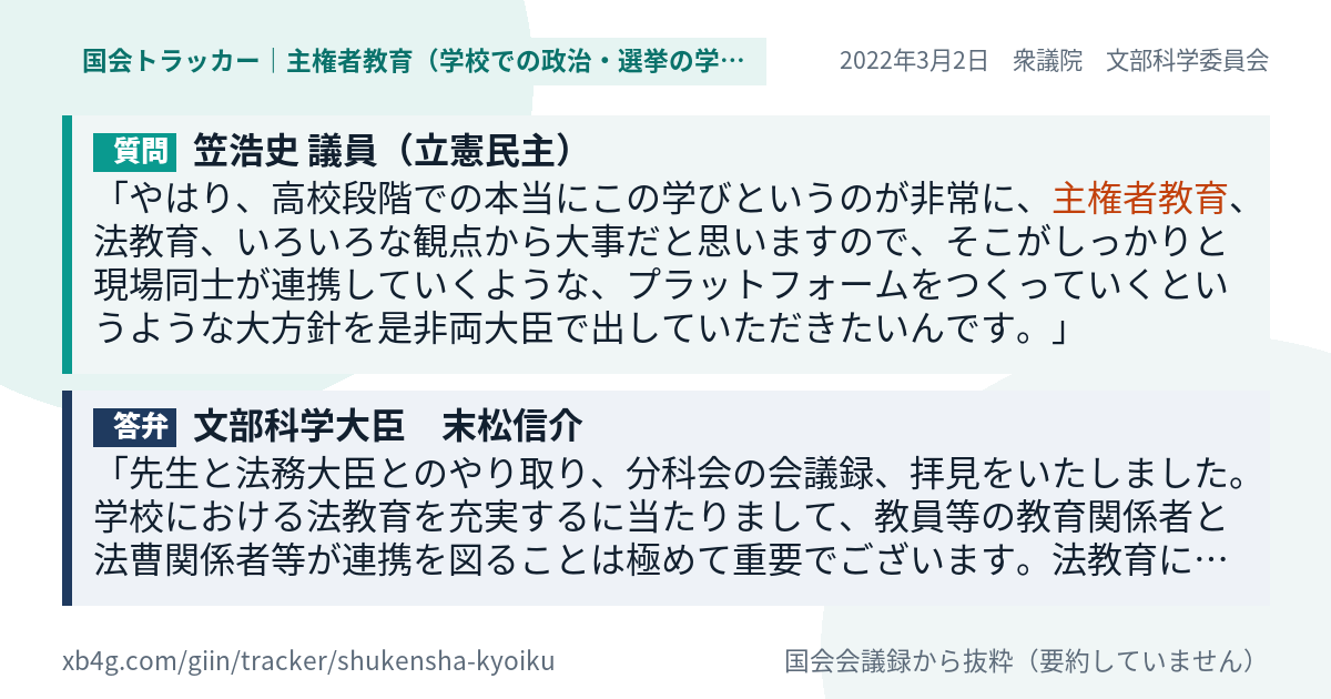 質問と答弁のカード