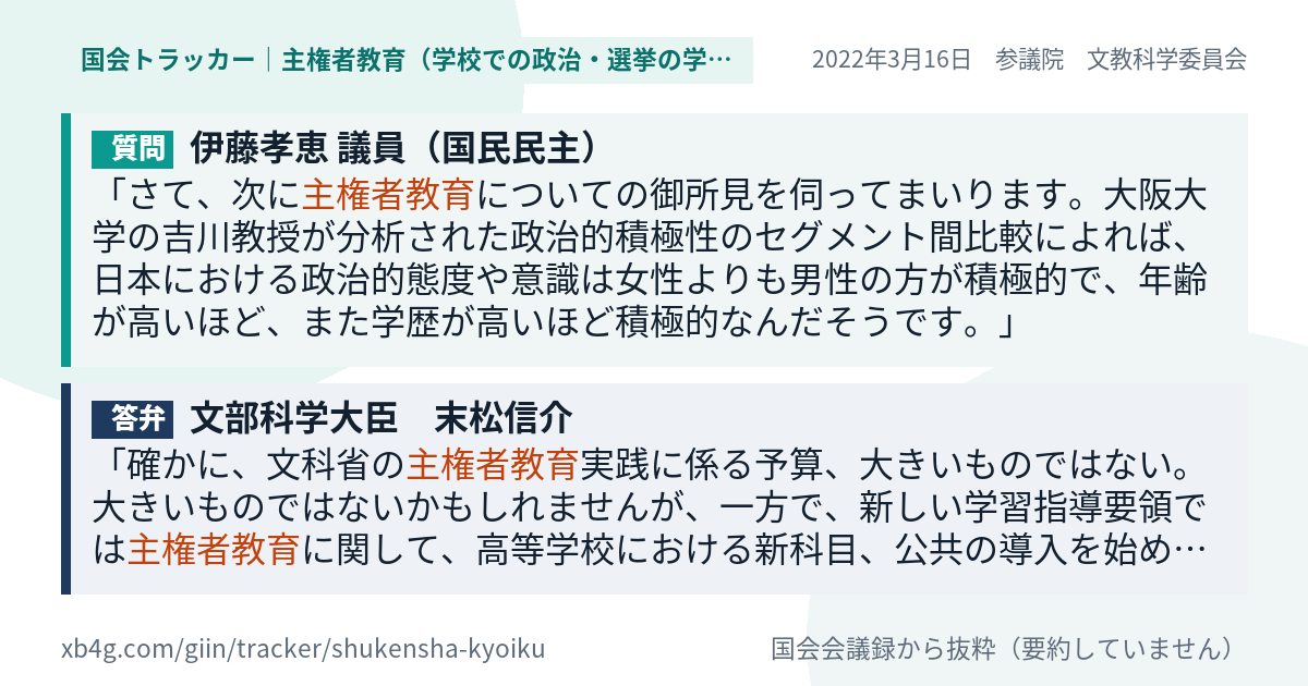 質問と答弁のカード