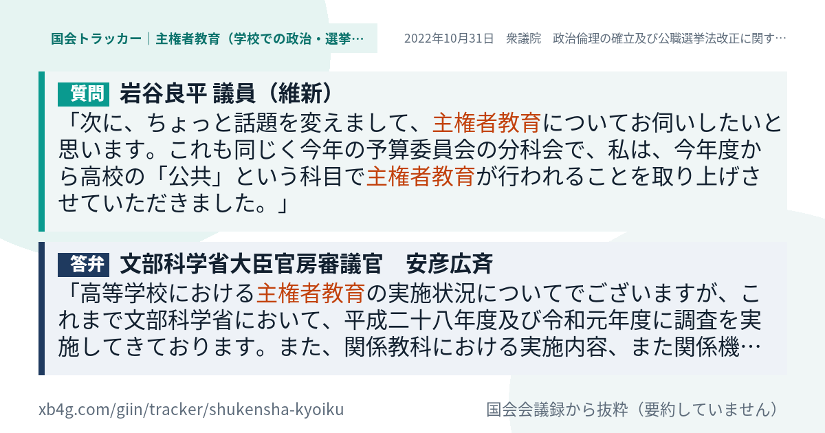 質問と答弁のカード