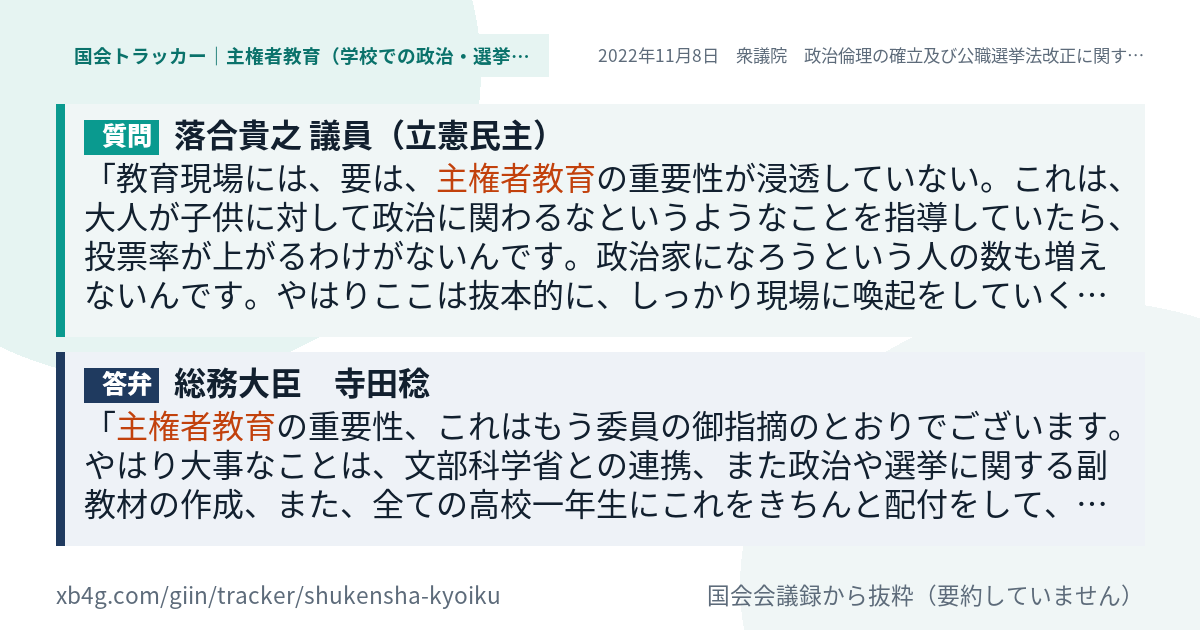 質問と答弁のカード