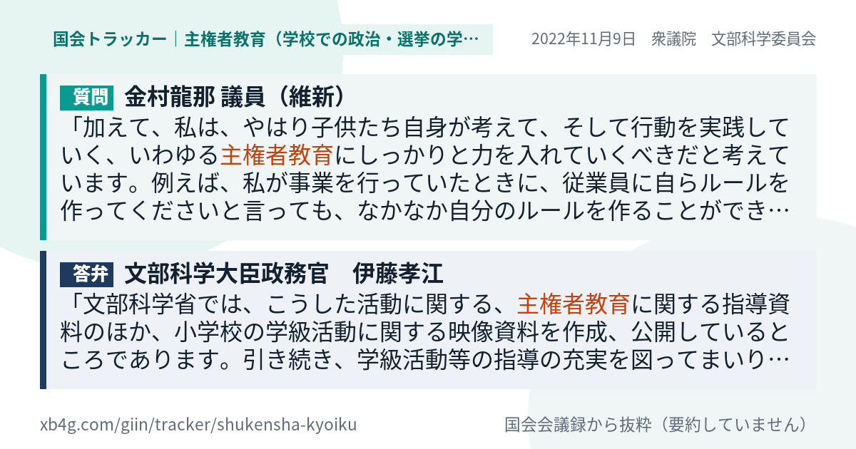 質問と答弁のカード