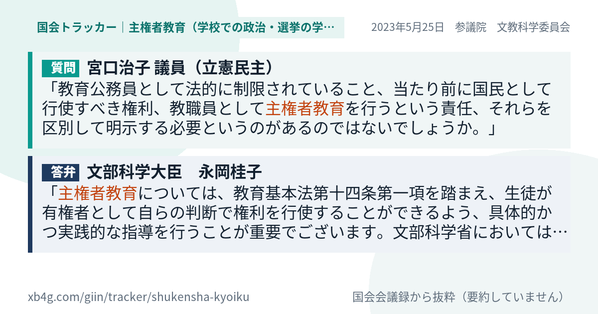 質問と答弁のカード