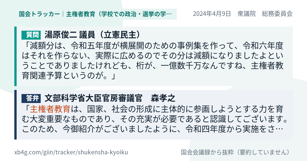 質問と答弁のカード
