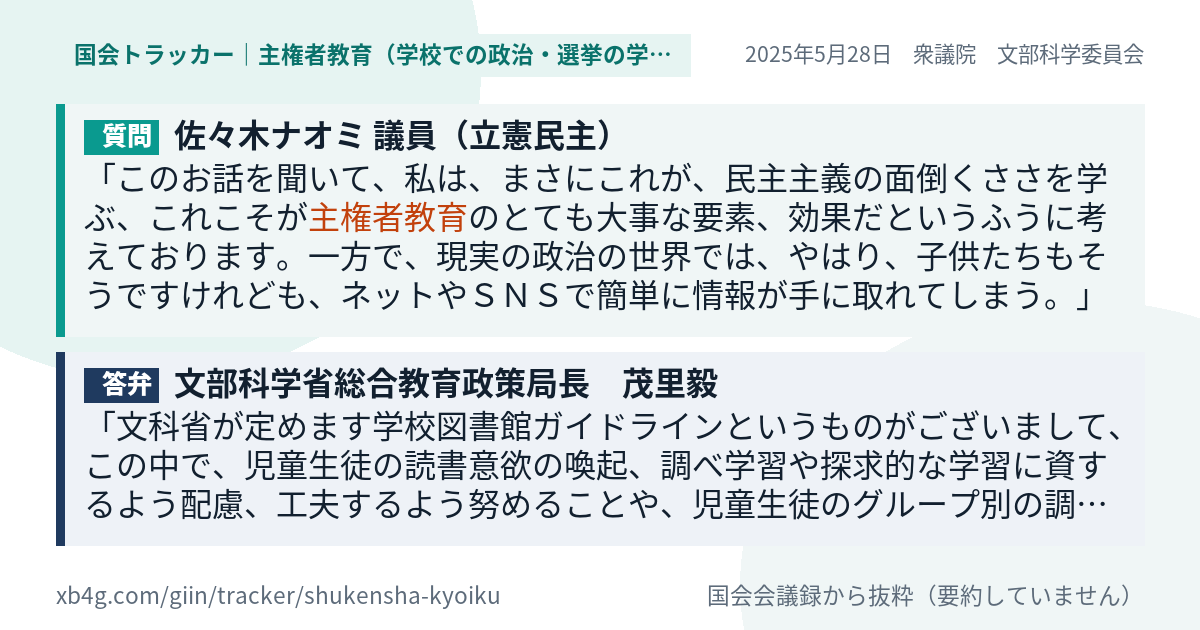 質問と答弁のカード