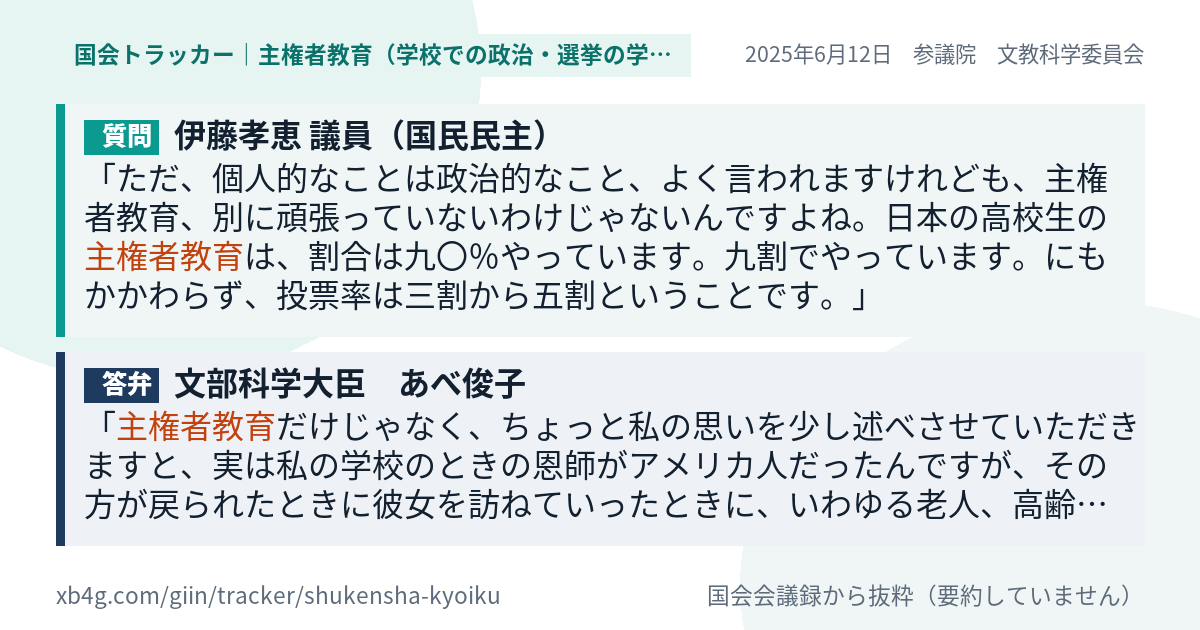 質問と答弁のカード