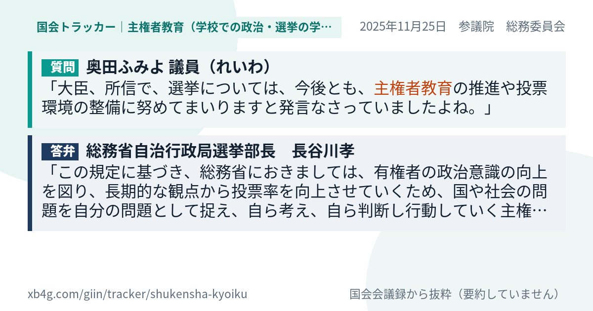 質問と答弁のカード