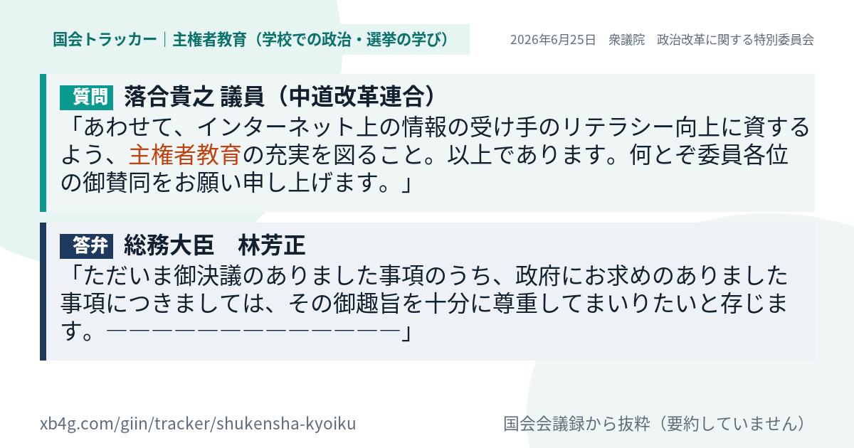 質問と答弁のカード