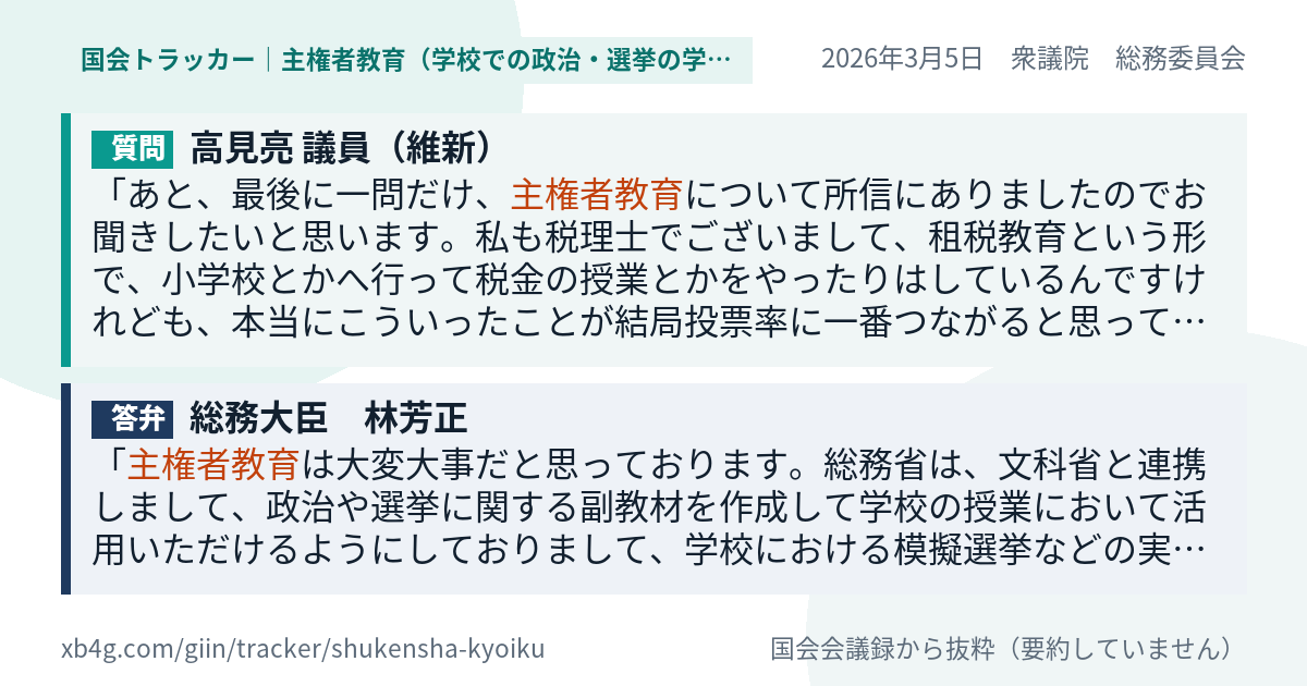 質問と答弁のカード
