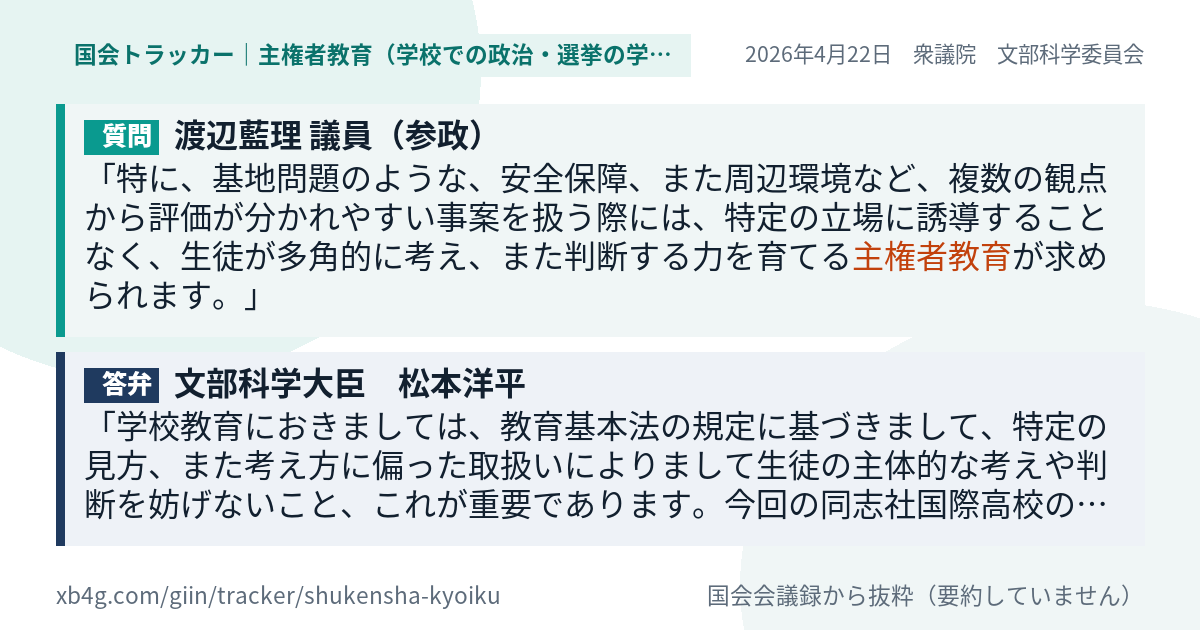 質問と答弁のカード