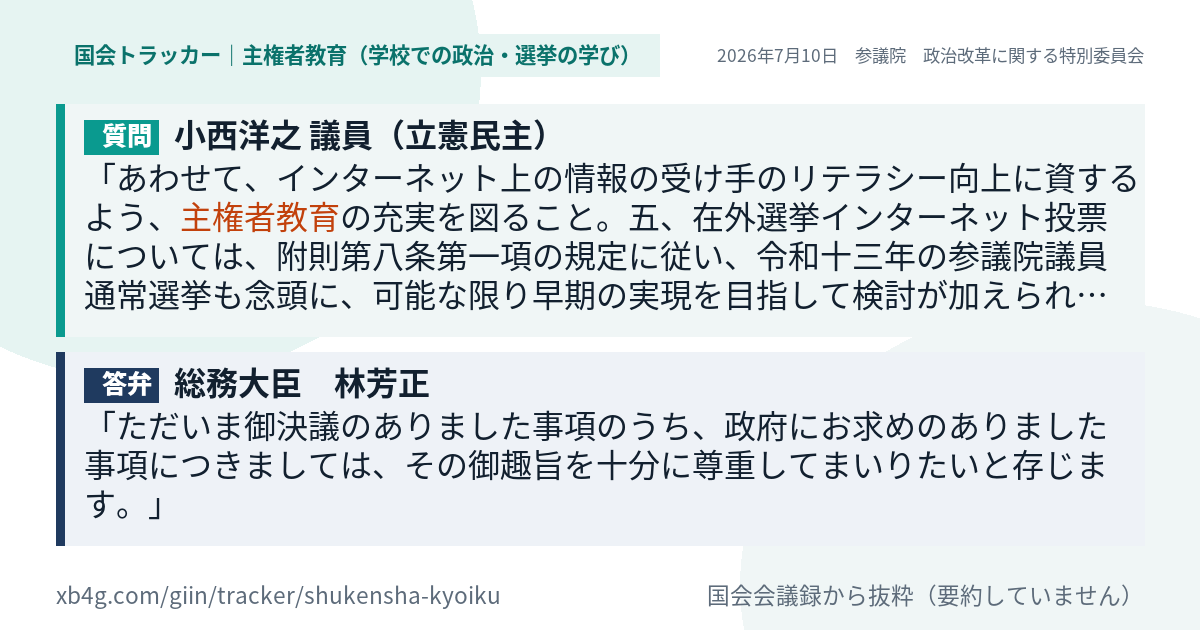 質問と答弁のカード