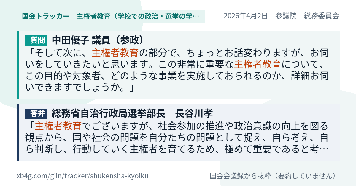 質問と答弁のカード