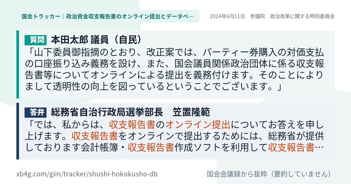 質問と答弁のカード