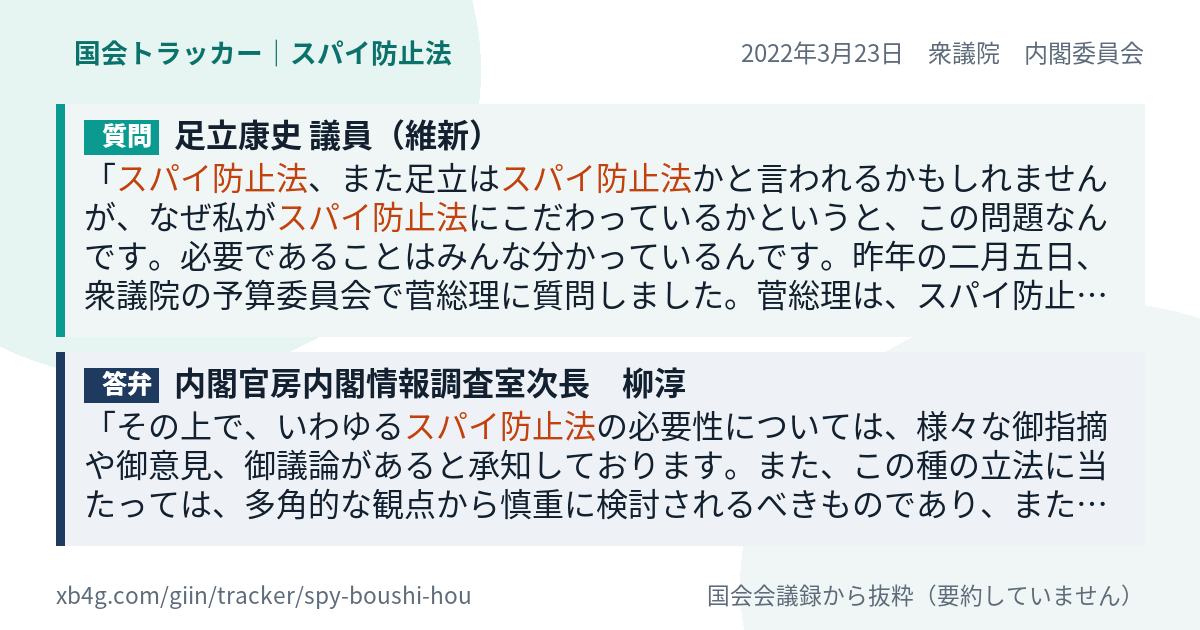 質問と答弁のカード