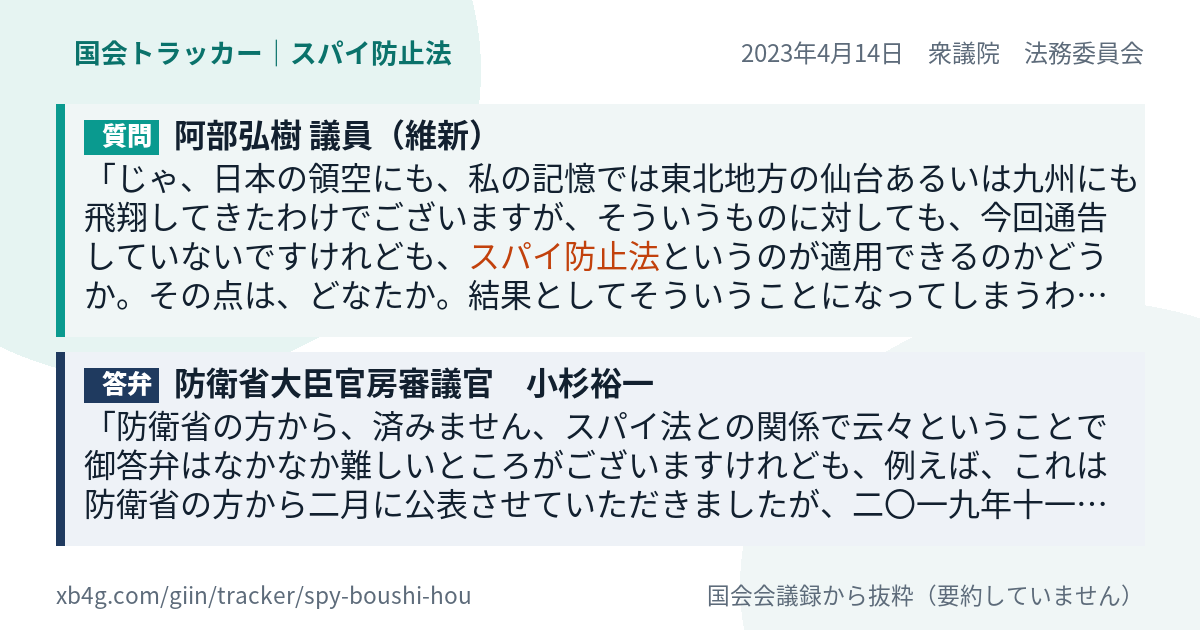 質問と答弁のカード