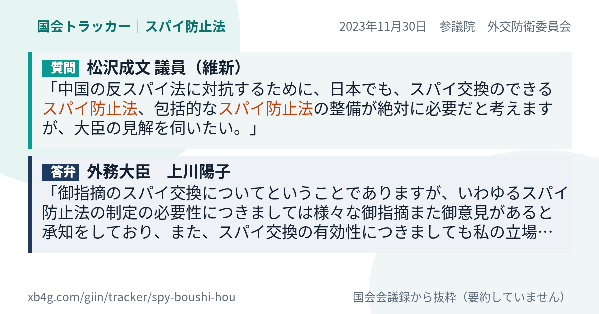 質問と答弁のカード