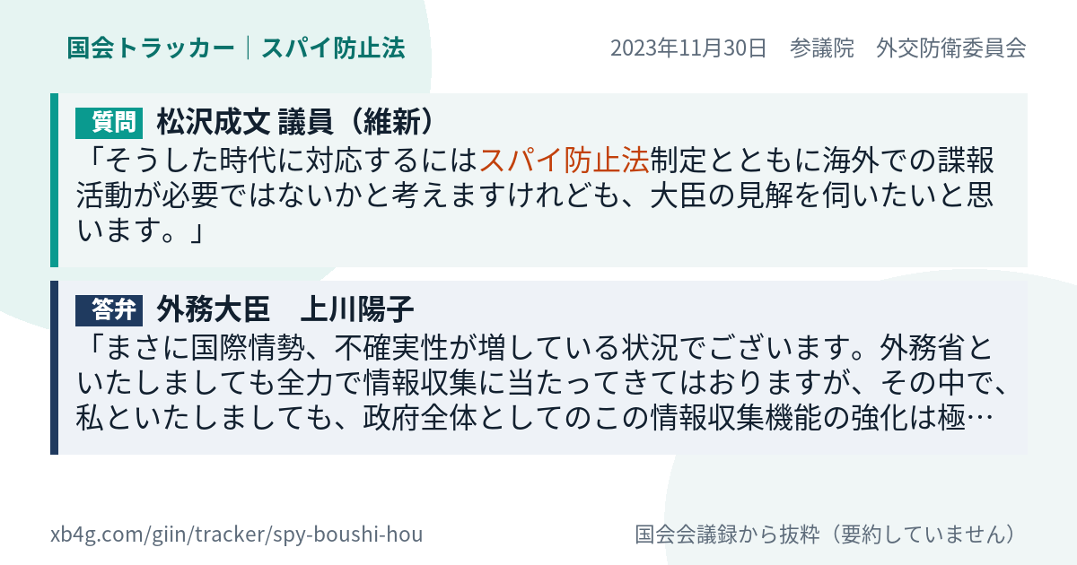 質問と答弁のカード