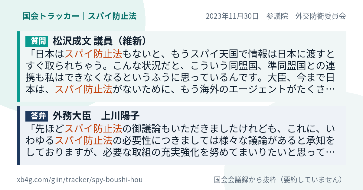 質問と答弁のカード