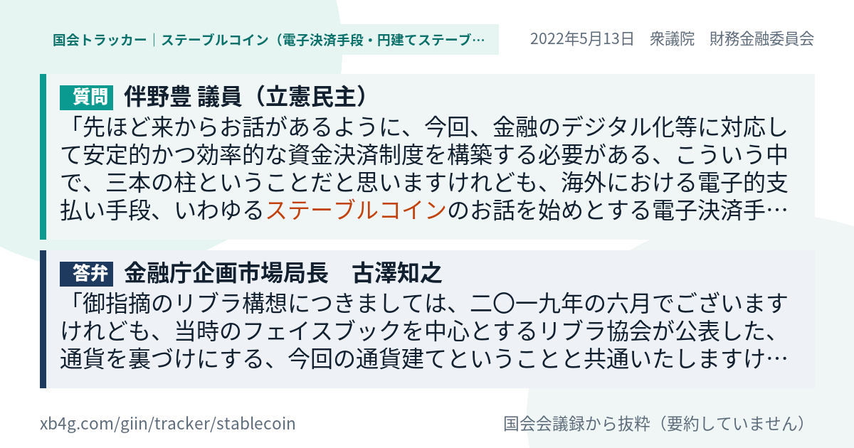 質問と答弁のカード