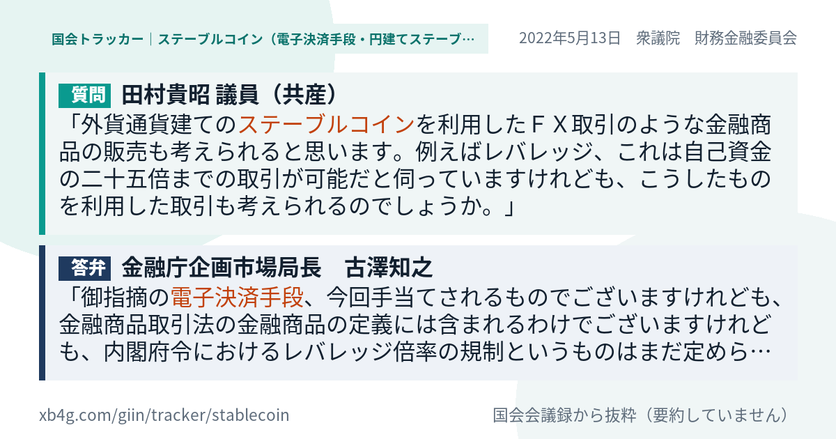質問と答弁のカード