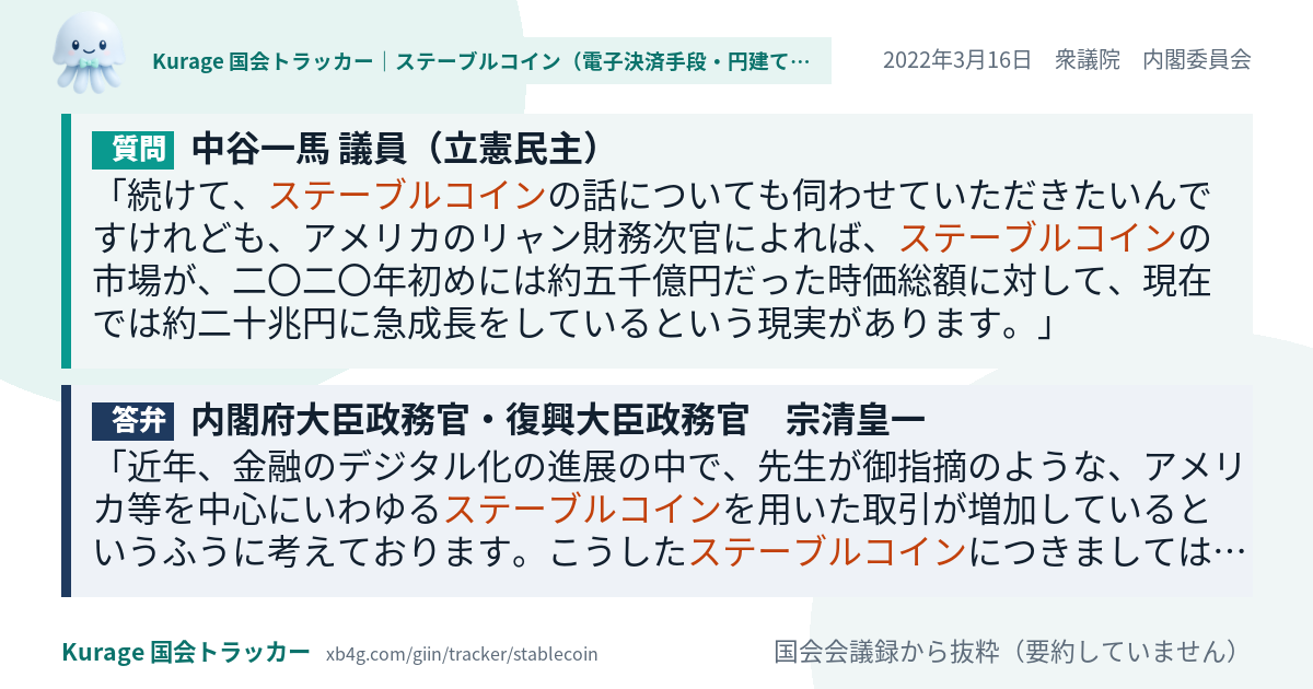 質問と答弁のカード