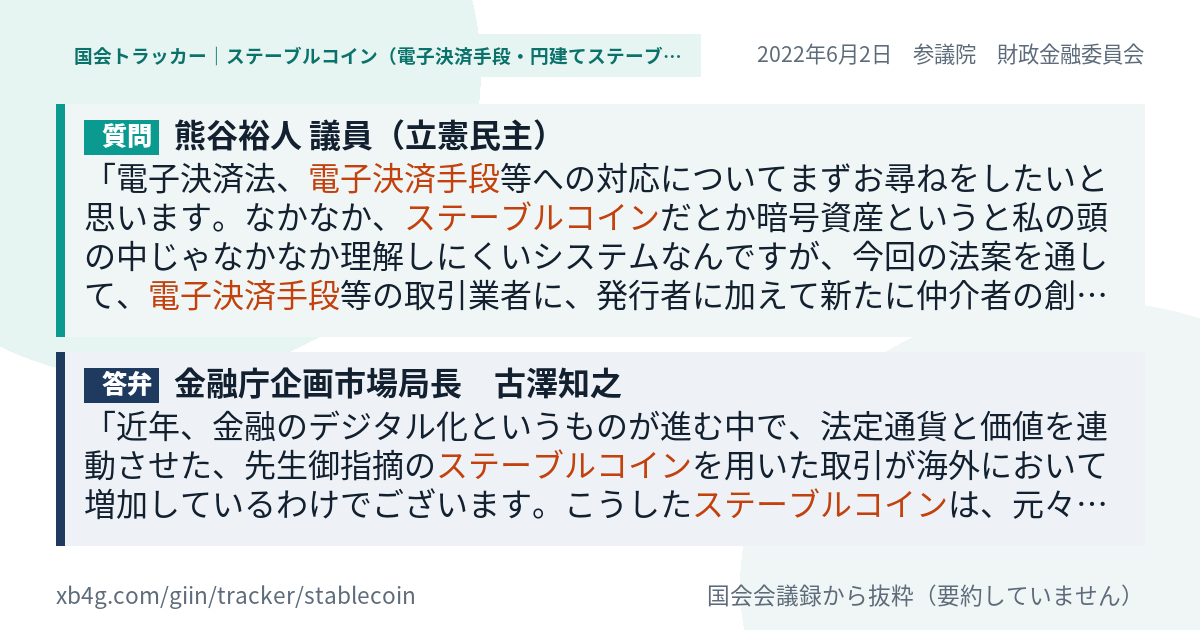 質問と答弁のカード