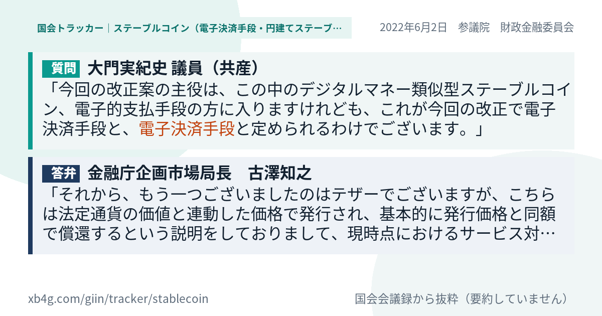 質問と答弁のカード
